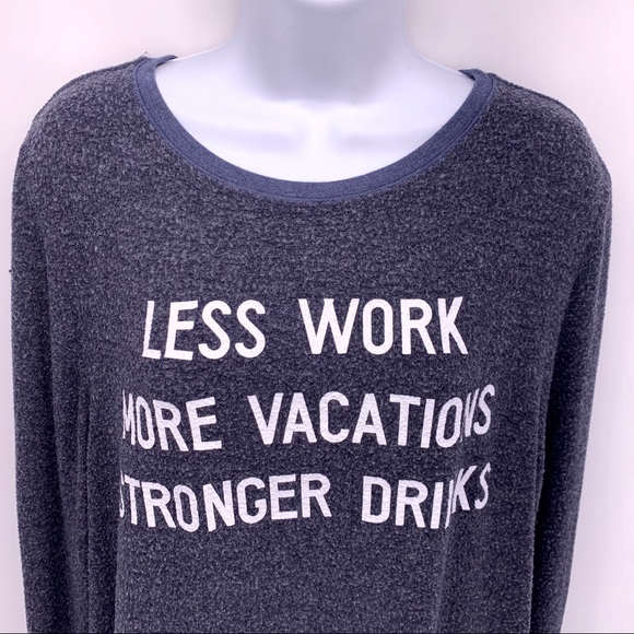 Dream Scene Less Work Graphic Raglan Sweatshirt Size Large - Picture 2 of 7